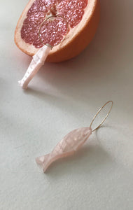 FISH HOOP EARRINGS - Pearly Pink – AT/ODDS